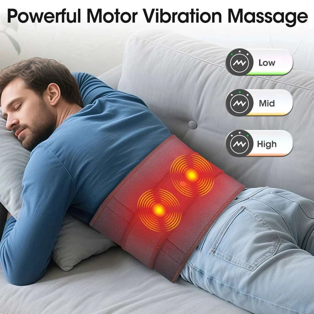 Electric Infrared Heating Waist Massage Belt Lumbar Support Brace Vibration Red Light Therapy Back Massager Pad With Extend Belt