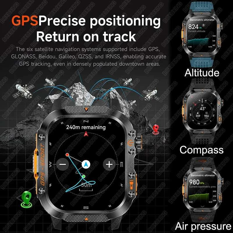 New Military-grade GPS Position Smart Watch Men For XIAOMI 3ATM Waterproof Compass 540mAh Bluetooth Call 100+Sports Smart Watch