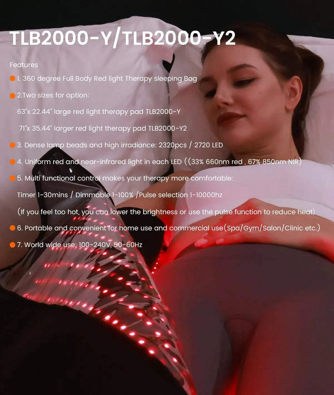 2025 New Hot Sleeping Pod TLB2000-Y &amp;Y2 160*60cm &amp;180*90cm 3IN1LED Pain Relief for Full Body Bag Pod Red Light Therapy Pod