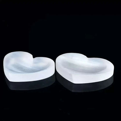 Natural High Quality Selenite Crystal Heart Shape Bowl White Gypsum Bowl Energy Power Minerals Specimen Healing Home Decoration