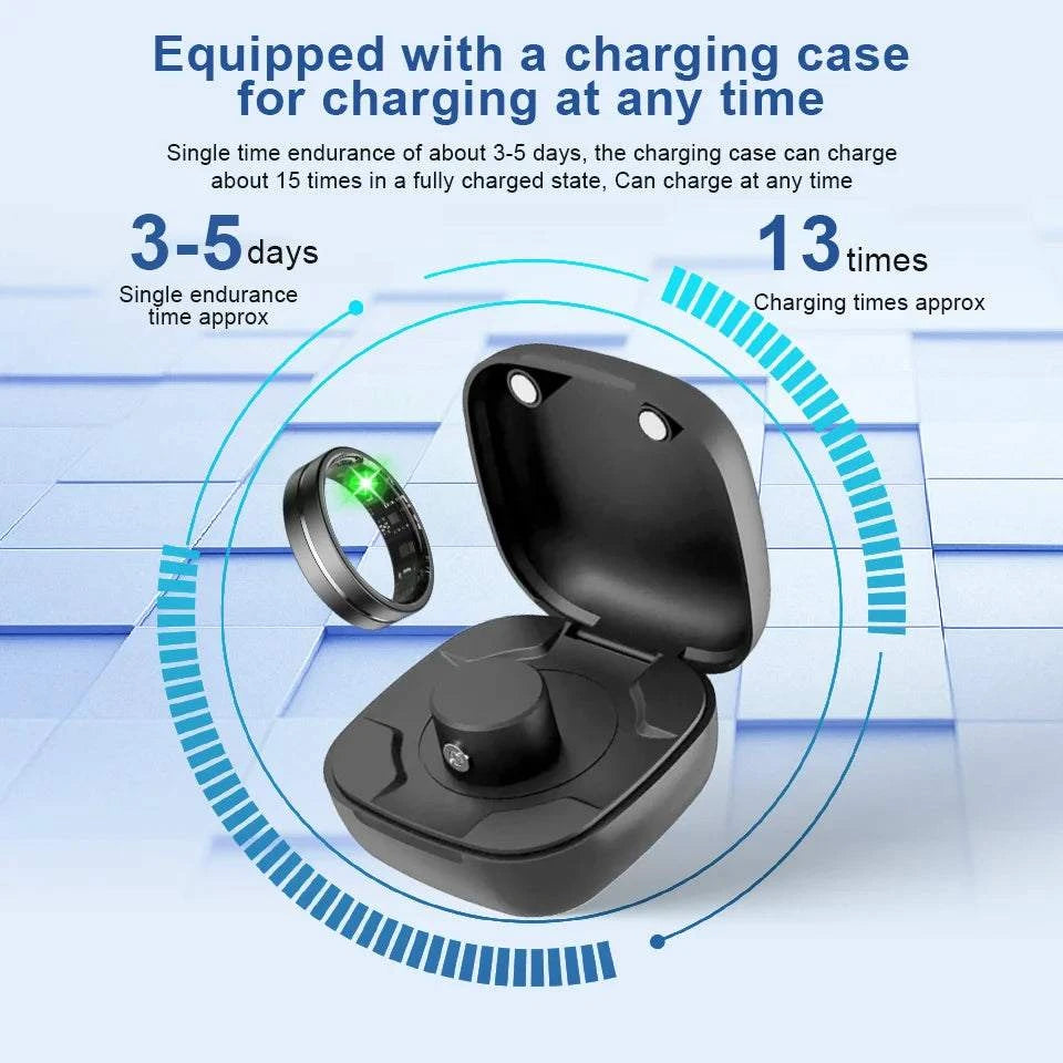 Health Monitor Smart Rings Sleep Sports Fitness Multiple Function Modes Tracking Heart Rate Blood Oxygen Ring 5ATM Waterproof