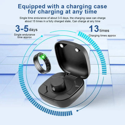 Health Monitor Smart Rings Sleep Sports Fitness Multiple Function Modes Tracking Heart Rate Blood Oxygen Ring 5ATM Waterproof