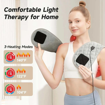 Shoulder Back Heating Pad RedLight Therapy for Body Wearable Near Infrared Shawl Therapy Belt Neck Warmer Adjustable Temperature