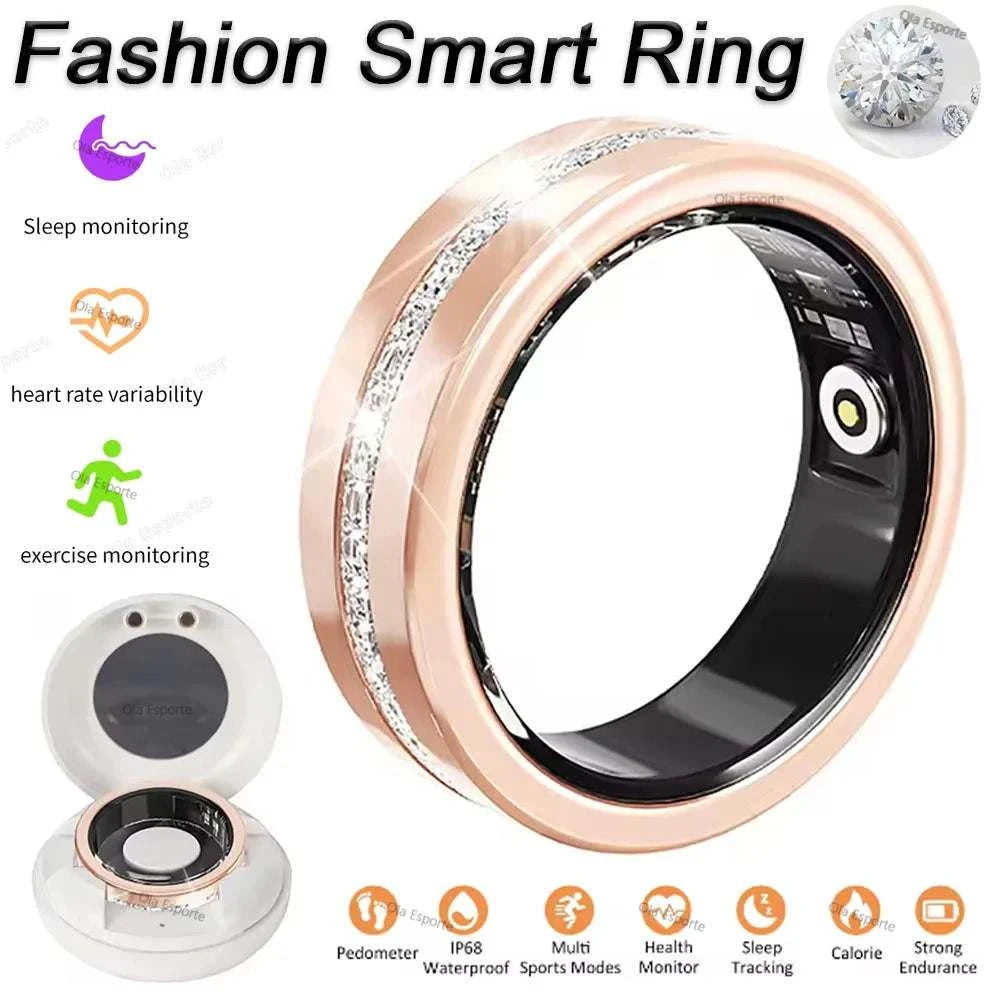 2025 New Smart Ring Lady Heart Rate Sleep Health Monitor Menstrual cycle detection IP68 Waterproof Fashion Sport Rings Women Men
