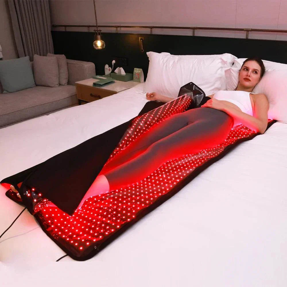 IDEATHERAPY Infrared Sauna Bed Heating Blanket with Red Light Therapy in Bedroom Setting