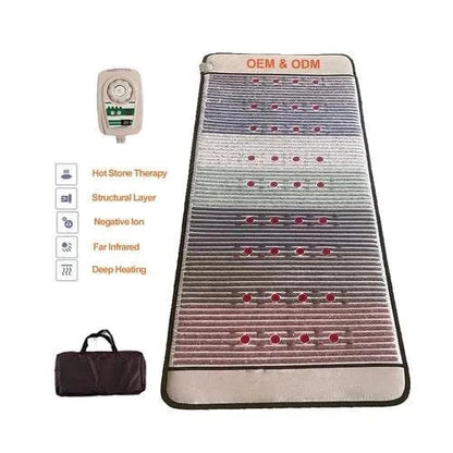 PEMF mats with amethyst, jade, and tourmaline for relaxation and circulation improvement.