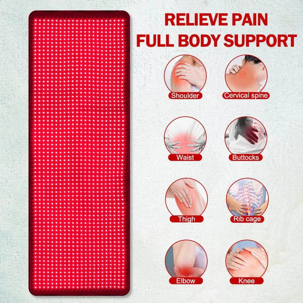 Red light therapy mat for full body pain relief and support.