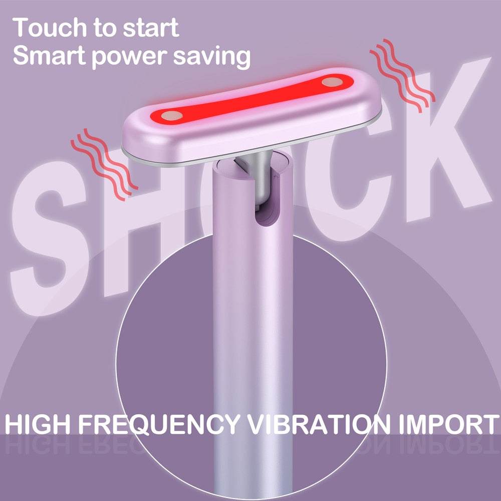 4 in 1 facial massager with EMS microcurrent, red light therapy, and high-frequency vibration.
