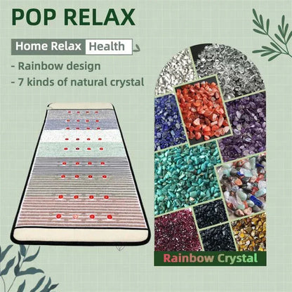 PEMF Mats with natural crystals, amethyst, jade, tourmaline, promoting relaxation and circulation.