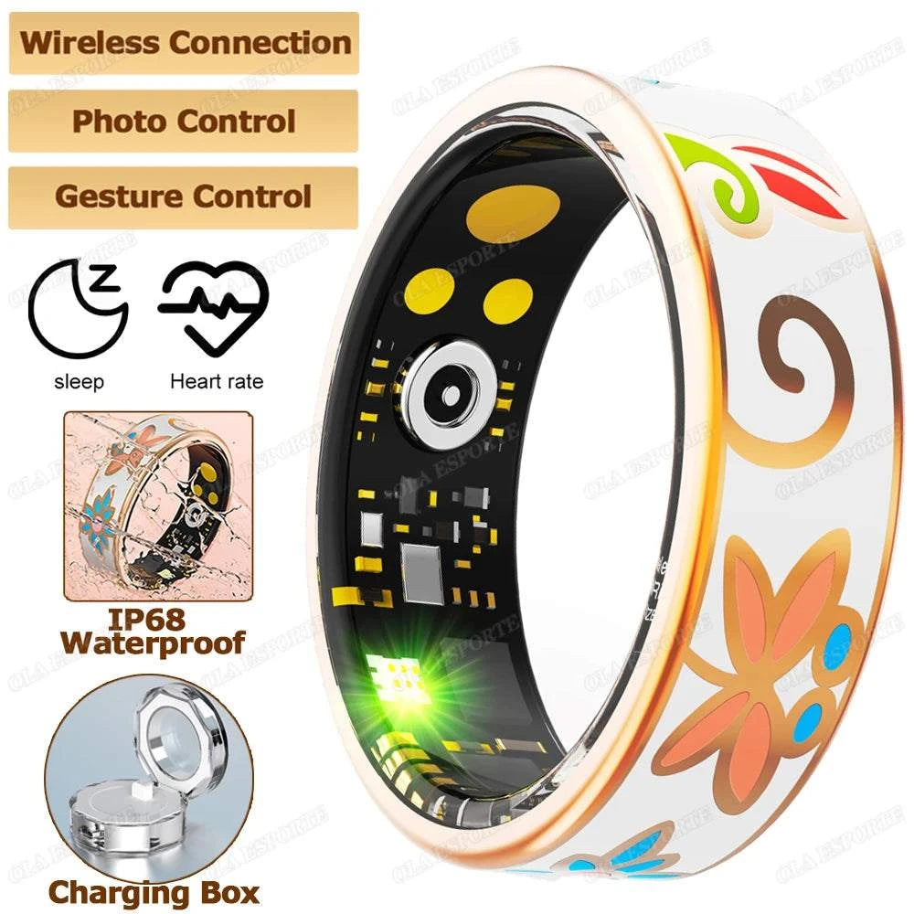 New Enamels Craftsmanship Smart Ring for Women Sleep Monitor Blood Oxygen Measurement SmartRing Blood Pressure Multi-sport Modes