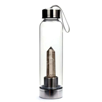 Water Bottle Natural Crystal Stone Diamond Point Healing Obelisk Wand Healing Elixir Quartz Crystal Gem Colors Rope Gemstone Cup