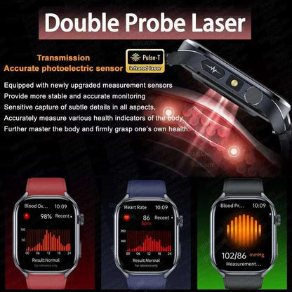 2025 New Nursing Health SmartWatch Accurate measurement Blood Fat Blood Pressure Body Analysis ECG+PPG Clock Sapphire screen Bracelet