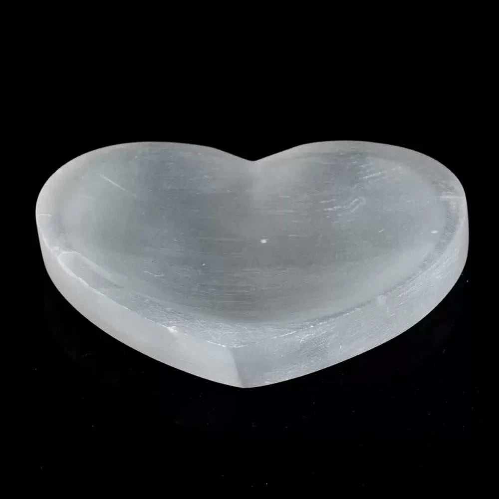Natural High Quality Selenite Crystal Heart Shape Bowl White Gypsum Bowl Energy Power Minerals Specimen Healing Home Decoration