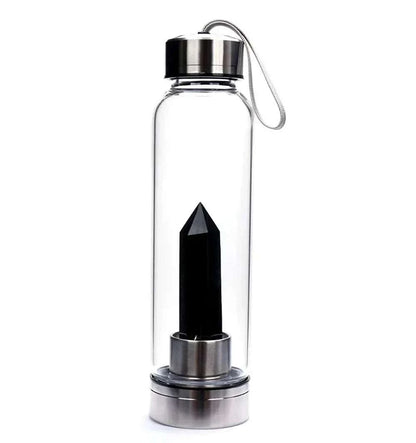Water Bottle Natural Crystal Stone Diamond Point Healing Obelisk Wand Healing Elixir Quartz Crystal Gem Colors Rope Gemstone Cup