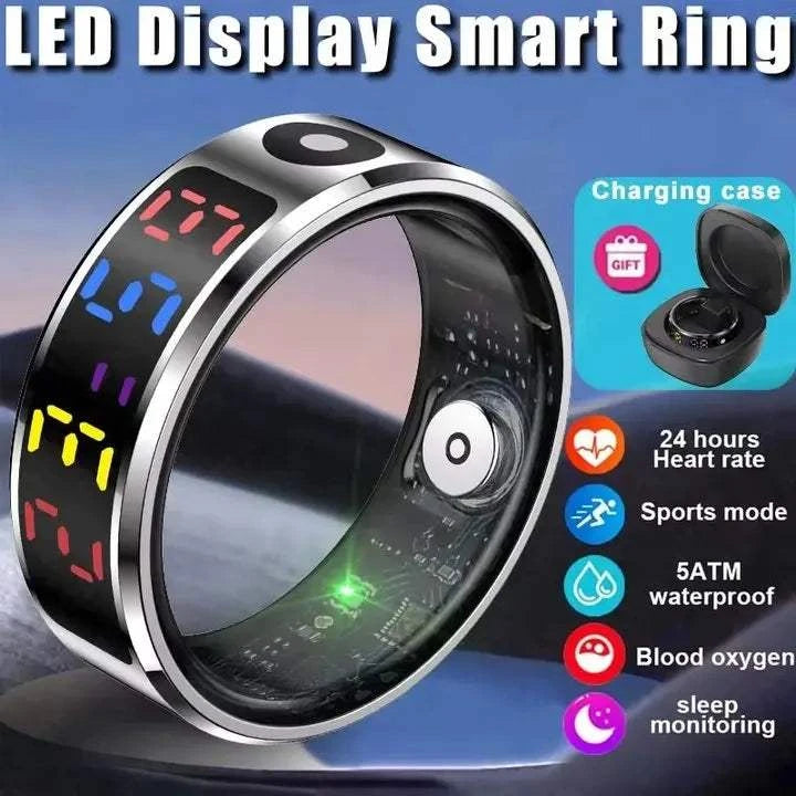 EIGIIS Color Screen display Fashion Smart Ring With Smart Touch Health blood pressure Tracker 5ATM Waterproof For Men Women R12