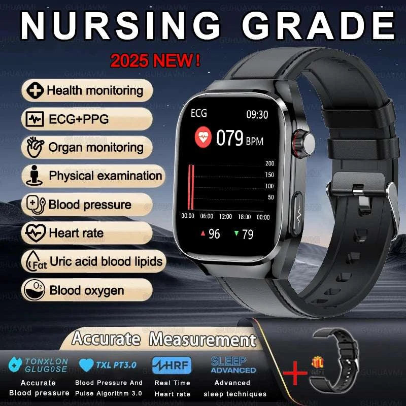 2025 New For XIAOMI Uric acid Blood lipids Smart Watch Men ECG+PPG Blood pressure Blood oxygen Bluetooth Call Health Smartwatchs