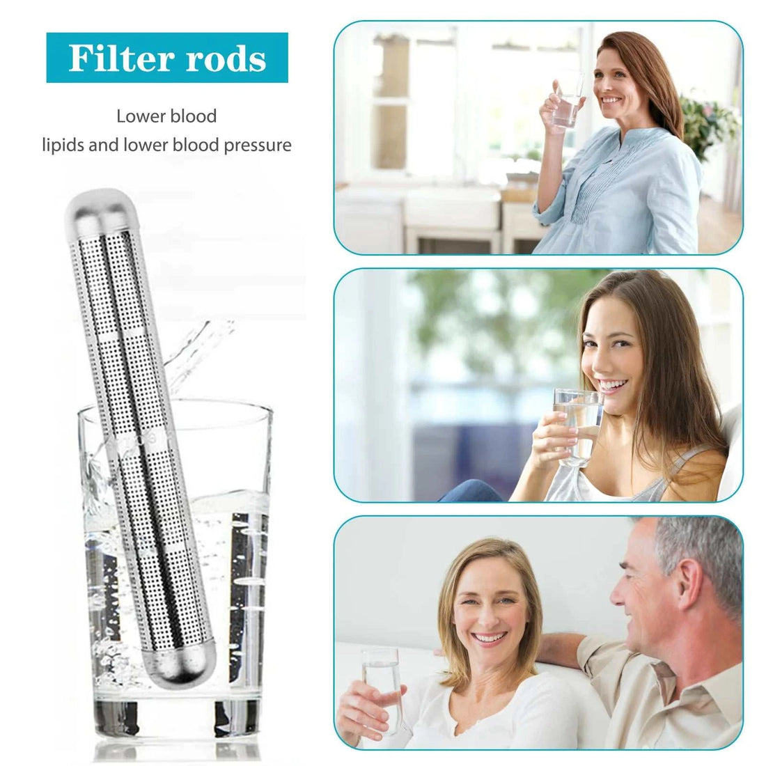 Alkaline Stick Water Purifier Family Stainless Steel Raise PH Charged Structured Purifier Alkaline Water Hydrogen Filter Stick