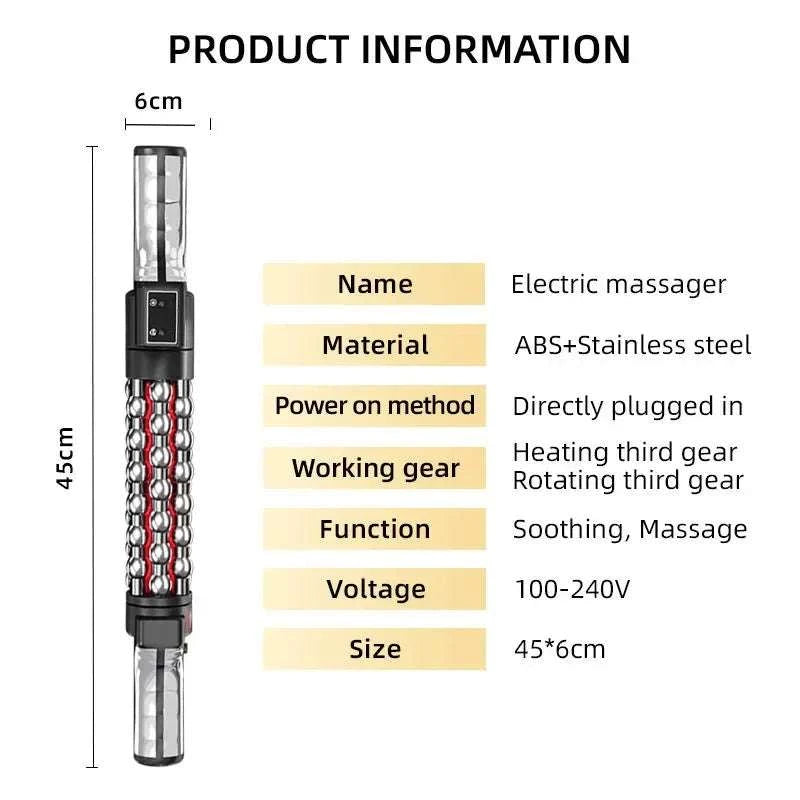 Muscle Massage Roller with Red Light Therapy - Deep Heat Compression &amp; Meridian Massage Stick Muscle Soreness Relief Relaxation