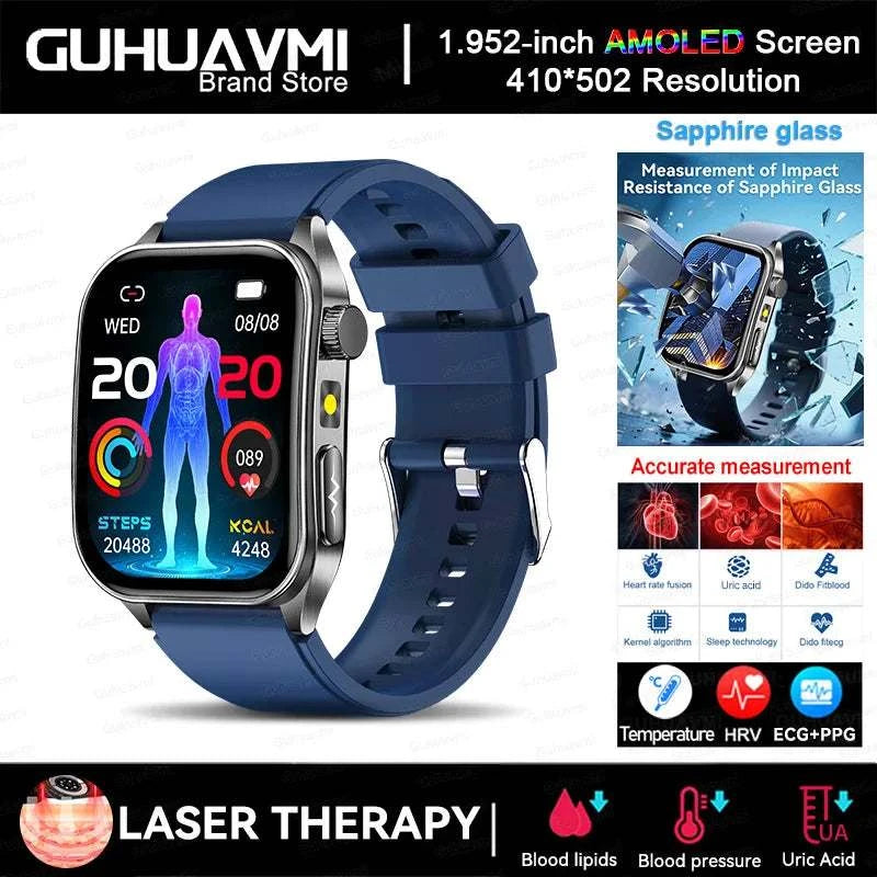 2025 New Sapphire Glass Laser Treatment Smart Watch Men Non invasive Health