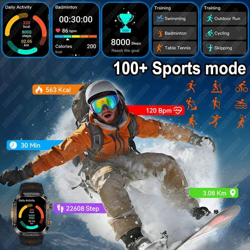 New Military-grade GPS Position Smart Watch Men For XIAOMI 3ATM Waterproof Compass 540mAh Bluetooth Call 100+Sports Smart Watch