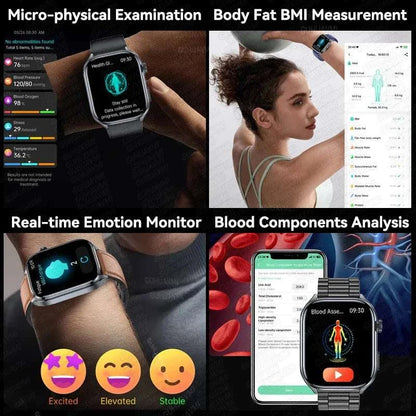 2025 New Nursing Health SmartWatch Accurate measurement Blood Fat Blood Pressure Body Analysis ECG+PPG Clock Sapphire screen Bracelet