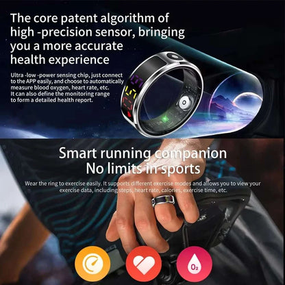 EIGIIS Color Screen display Fashion Smart Ring With Smart Touch Health blood pressure Tracker 5ATM Waterproof For Men Women R12