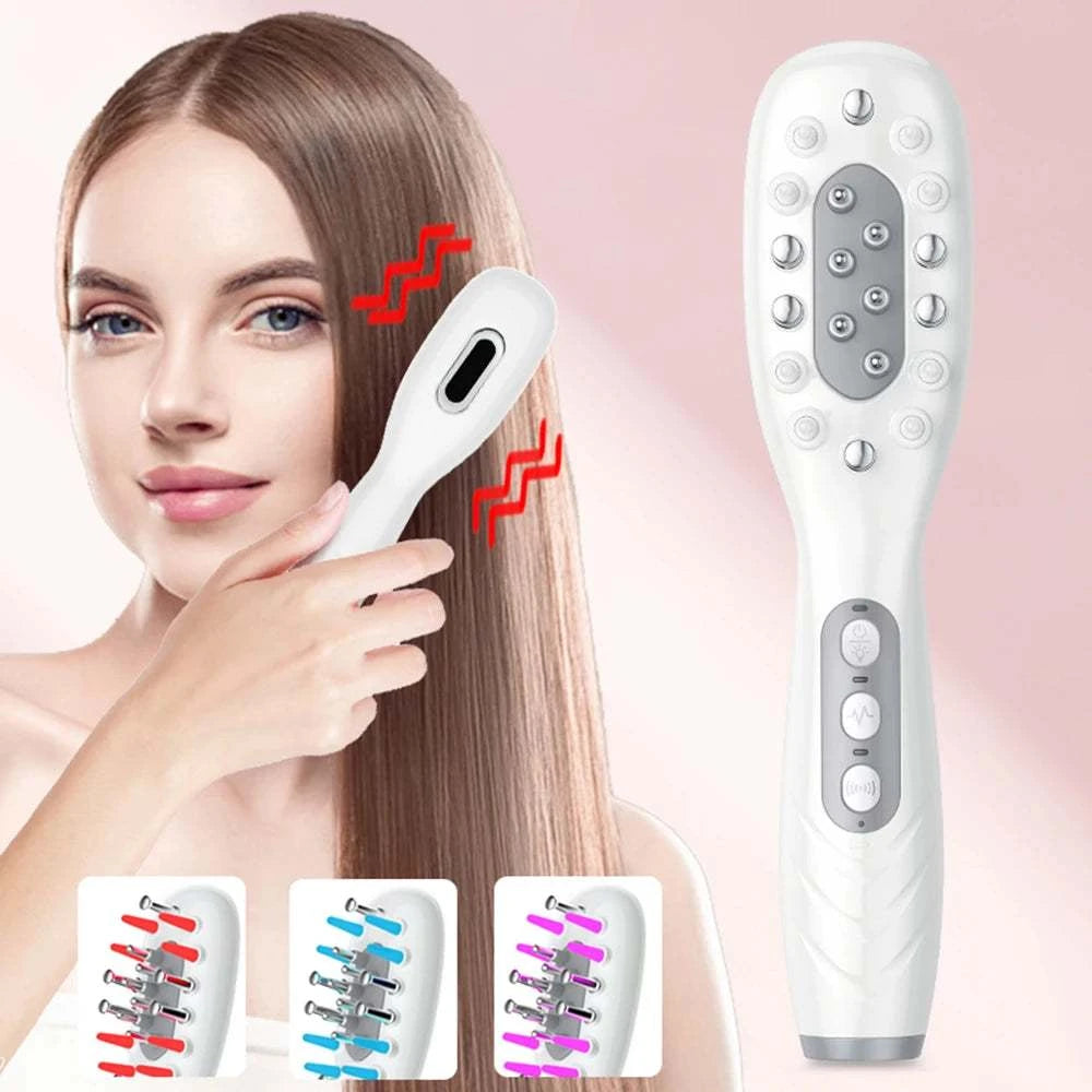 Electric Scalp Massage Comb Red Blue Light Therapy Hair Growth EMS Vibration Massage Brush Liquid Oil Applicator Anti Hair Loss