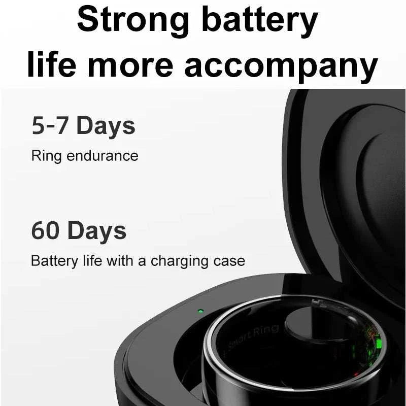 Smart Ring with Charging Case for Skin Temperature Measure,Message Call Reminder,Sport Health Sleep Monitor,IP68 5ATM Waterproof