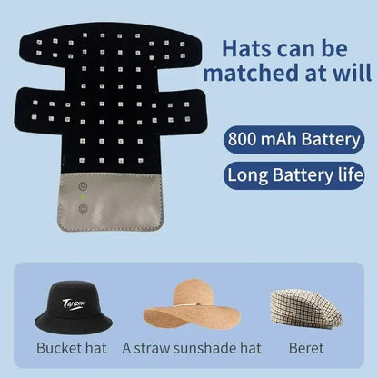 Portable Wireless Red&amp;Blue Light Therapy Board for Hair Fast Growth Infrared Light Hat for Anti-hair Loss Treatment USB Charging