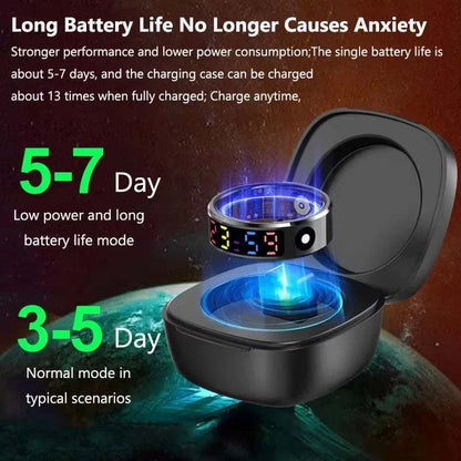 EIGIIS Color Screen display Fashion Smart Ring With Smart Touch Health blood pressure Tracker 5ATM Waterproof For Men Women R12