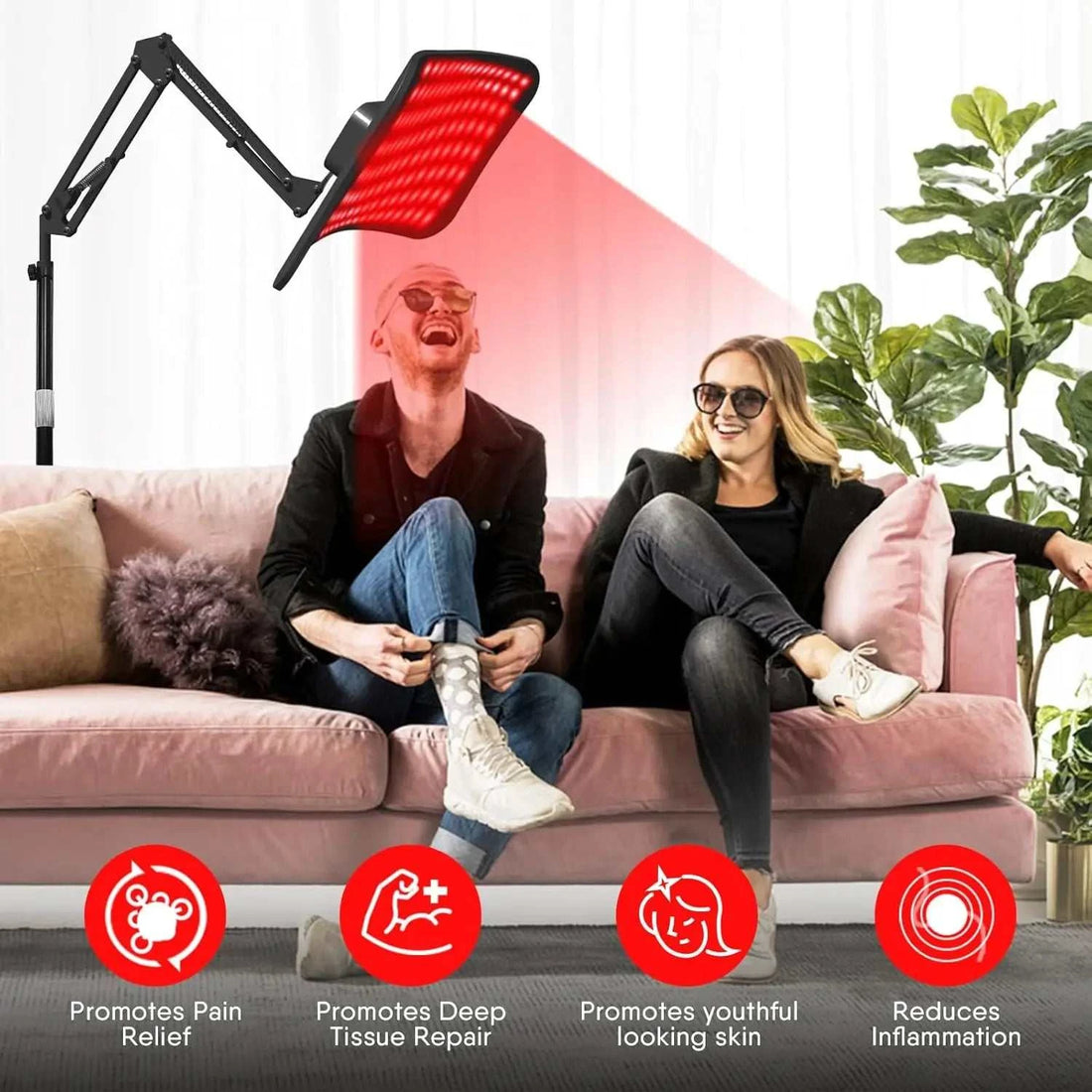 Red Light Therapy Panel with Adjustable Stand,Dual Chip 660&amp;850 nm LED Near Infrared Light Device for Skin Health, Pain Relief