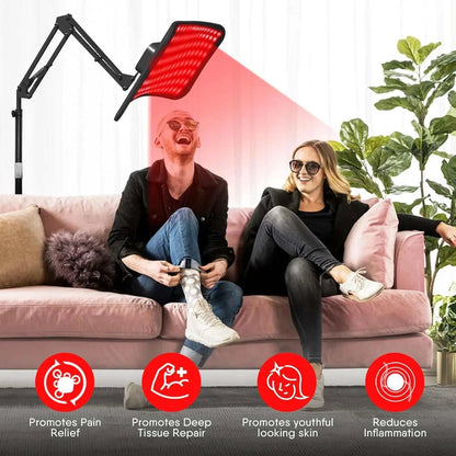 Red Light Therapy Panel with Adjustable Stand,Dual Chip 660&amp;850 nm LED Near Infrared Light Device for Skin Health, Pain Relief