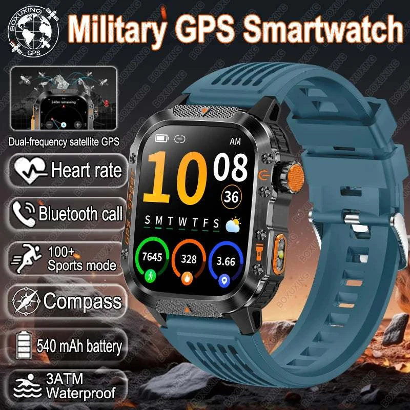 New Military-grade GPS Position Smart Watch Men For XIAOMI 3ATM Waterproof Compass 540mAh Bluetooth Call 100+Sports Smart Watch
