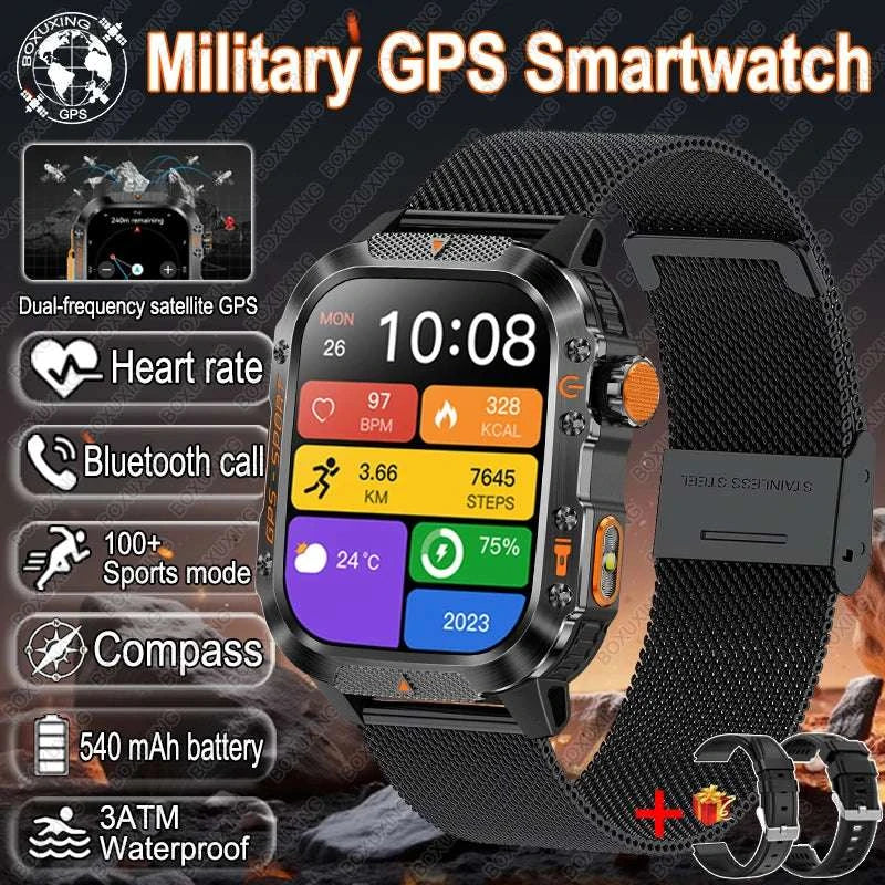 New Military-grade GPS Position Smart Watch Men For XIAOMI 3ATM Waterproof Compass 540mAh Bluetooth Call 100+Sports Smart Watch