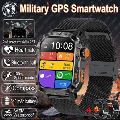 New Military-grade GPS Position Smart Watch Men For XIAOMI 3ATM Waterproof Compass 540mAh Bluetooth Call 100+Sports Smart Watch