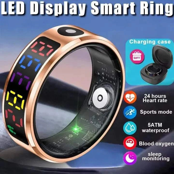 EIGIIS Color Screen display Fashion Smart Ring With Smart Touch Health blood pressure Tracker 5ATM Waterproof For Men Women R12