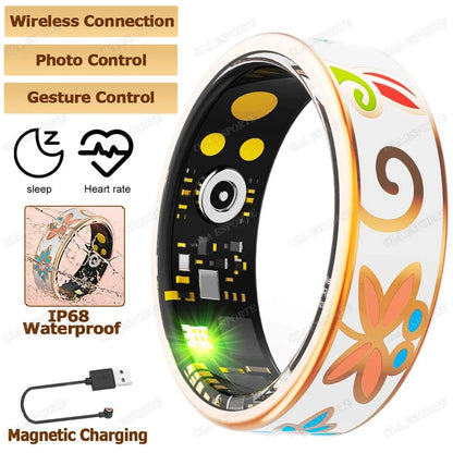 New Enamels Craftsmanship Smart Ring for Women Sleep Monitor Blood Oxygen Measurement SmartRing Blood Pressure Multi-sport Modes