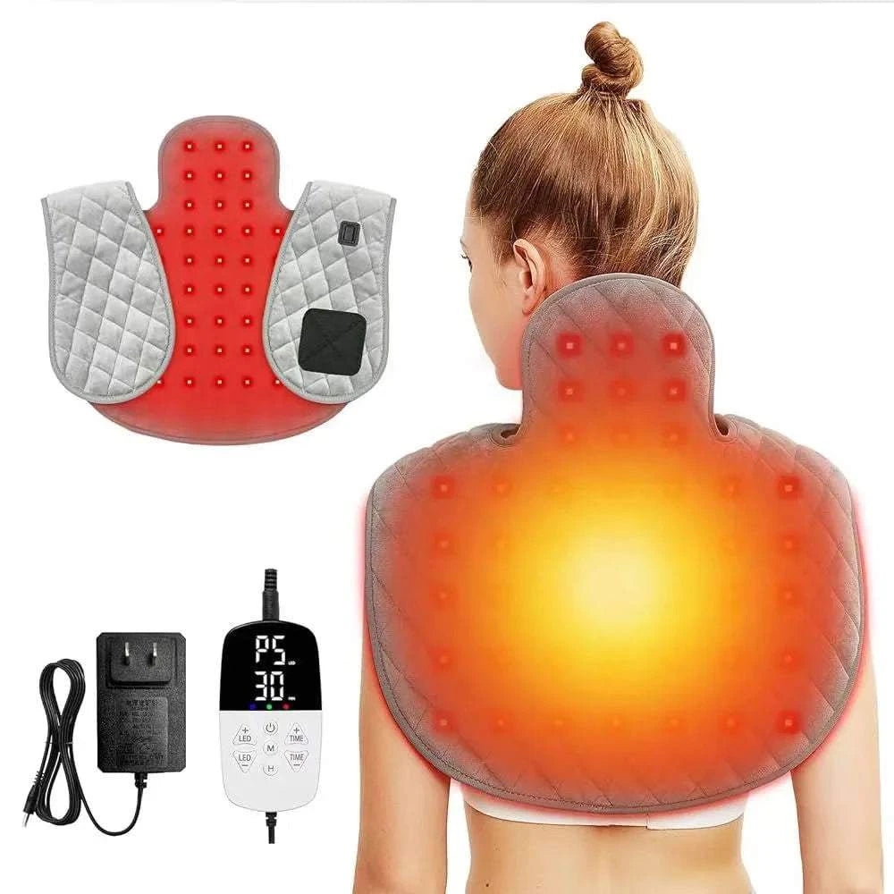 Shoulder Back Heating Pad RedLight Therapy for Body Wearable Near Infrared Shawl Therapy Belt Neck Warmer Adjustable Temperature