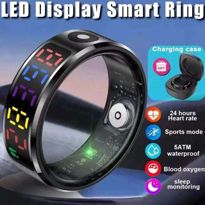 EIGIIS Color Screen display Fashion Smart Ring With Smart Touch Health blood pressure Tracker 5ATM Waterproof For Men Women R12