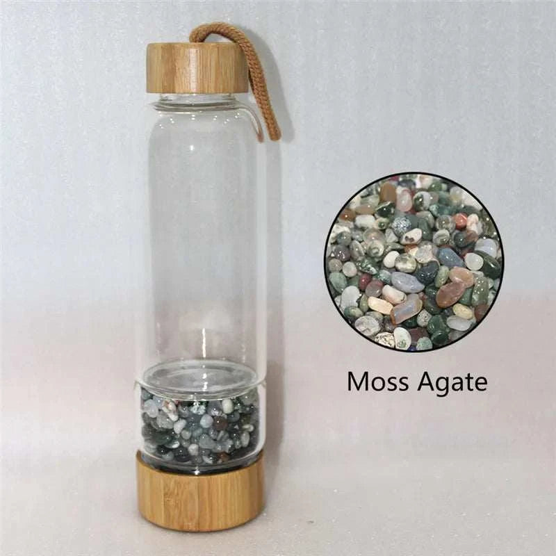 Natural Quartz Irregularity Crystal Gravel Bottle Glass Water Gravel Stone Cup Gift giving Drinkware