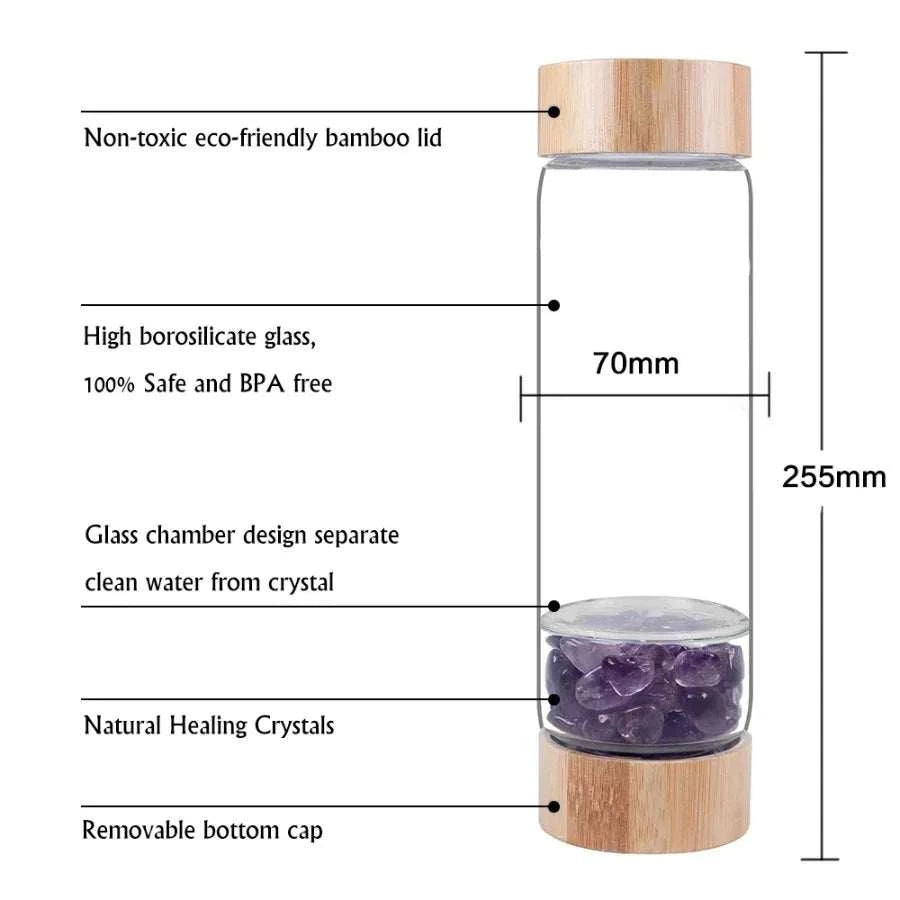 Large Diameter Crystal Natural Ore Bottles Multicolor Water Bottle Outdoor Portable Sport Water Cup Anti-drop Water Container