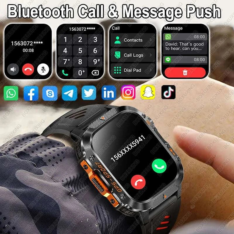 New Military-grade GPS Position Smart Watch Men For XIAOMI 3ATM Waterproof Compass 540mAh Bluetooth Call 100+Sports Smart Watch