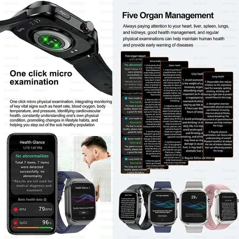 2025 New For XIAOMI Uric acid Blood lipids Smart Watch Men ECG+PPG Blood pressure Blood oxygen Bluetooth Call Health Smartwatchs