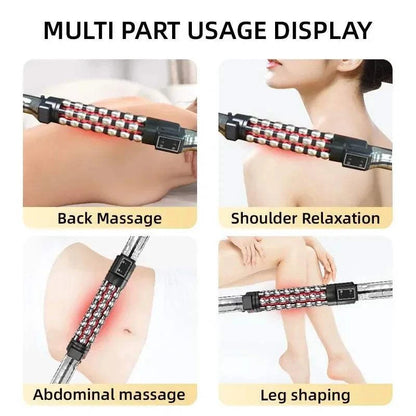 Muscle Massage Roller with Red Light Therapy - Deep Heat Compression &amp; Meridian Massage Stick Muscle Soreness Relief Relaxation