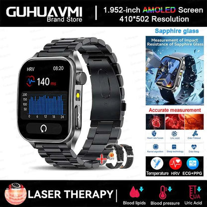 2025 New Sapphire Glass Laser Treatment Smart Watch Men Non invasive Health