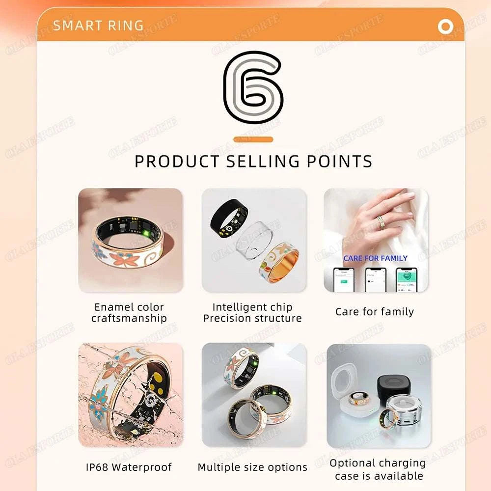 New Enamels Craftsmanship Smart Ring for Women Sleep Monitor Blood Oxygen Measurement SmartRing Blood Pressure Multi-sport Modes
