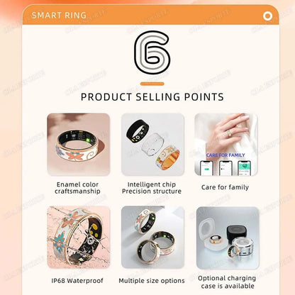 New Enamels Craftsmanship Smart Ring for Women Sleep Monitor Blood Oxygen Measurement SmartRing Blood Pressure Multi-sport Modes