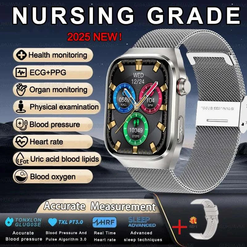 2025 New For XIAOMI Uric acid Blood lipids Smart Watch Men ECG+PPG Blood pressure Blood oxygen Bluetooth Call Health Smartwatchs